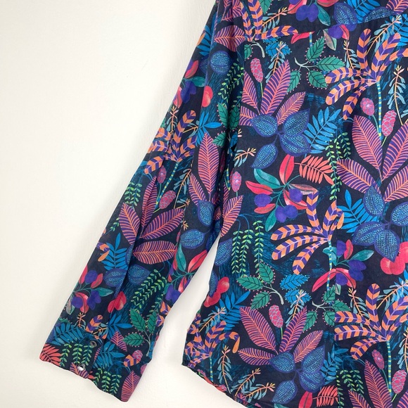 NIC+ZOE Vibrant Garden Crinkle Shirt, Button Down Rio Floral Cotton Petite Large - Picture 9 of 13